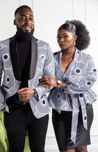 African Print Shawl Collar Peplum Wrap blouse - ALEXANDRA