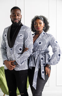 African Print Shawl Collar Peplum Wrap blouse - ALEXANDRA