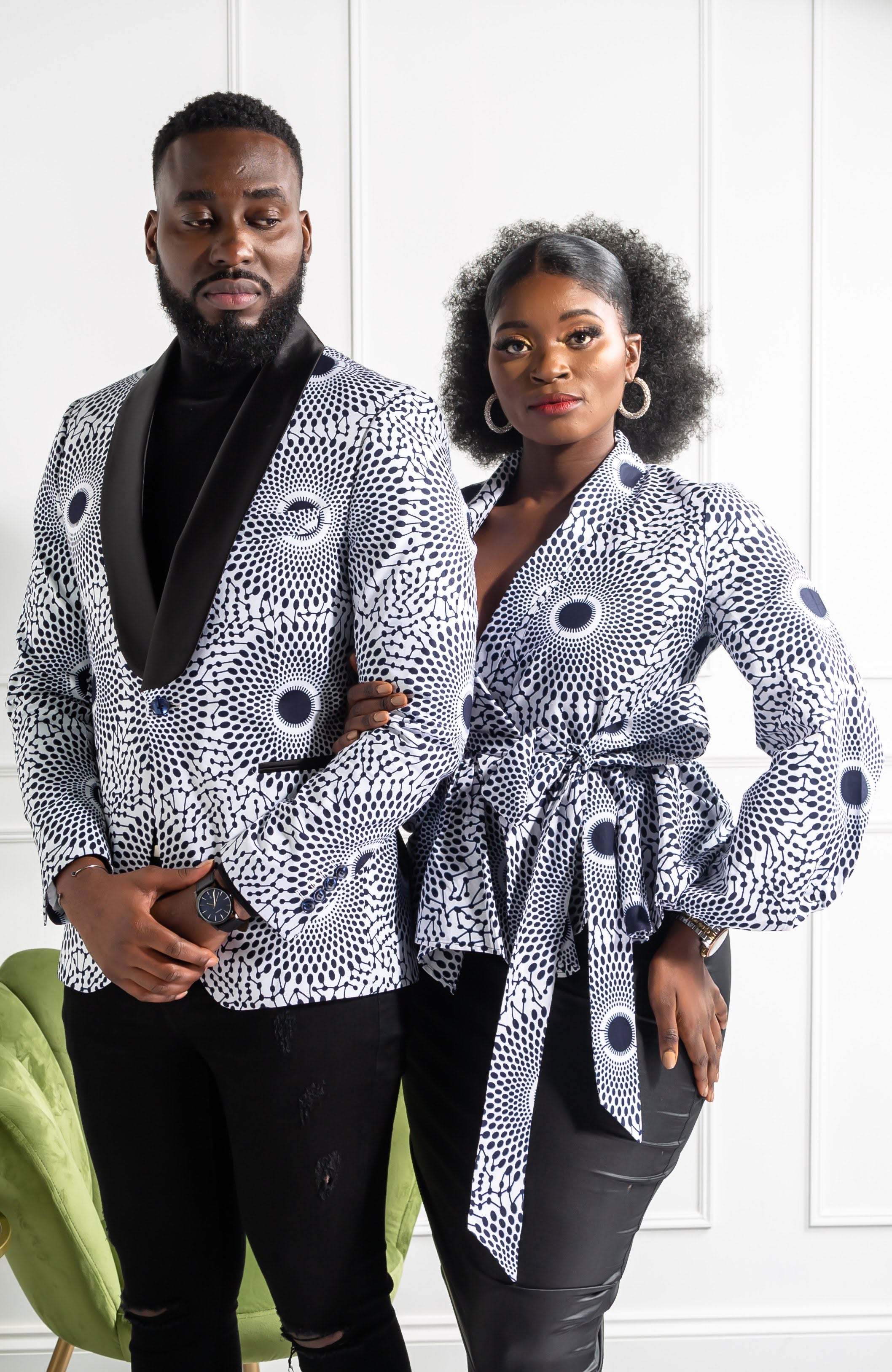 African Print Shawl Collar Peplum Wrap blouse - ALEXANDRA