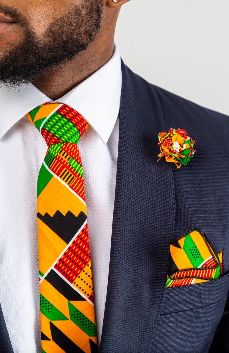 Multi-colored African Wax Necktie and Bowtie - KENDRICK