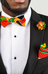 Multi-colored African Wax Necktie and Bowtie - KENDRICK