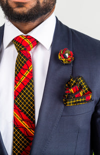 Handmade African Wax Necktie and Bow Tie Set - Wedding Tie Set 5 Pieces - ERICK