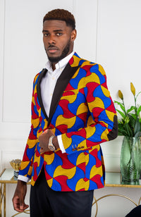 African Print Blazer Jacket for Men - Modern Fit Shawl Lapel Tuxedo - LIAM