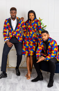 African Print Wrap Fit & Flare Midi Dress - LYDIA