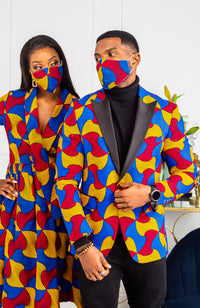 African Print Wrap Fit & Flare Midi Dress - LYDIA