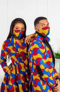 African Print Wrap Fit & Flare Midi Dress - LYDIA