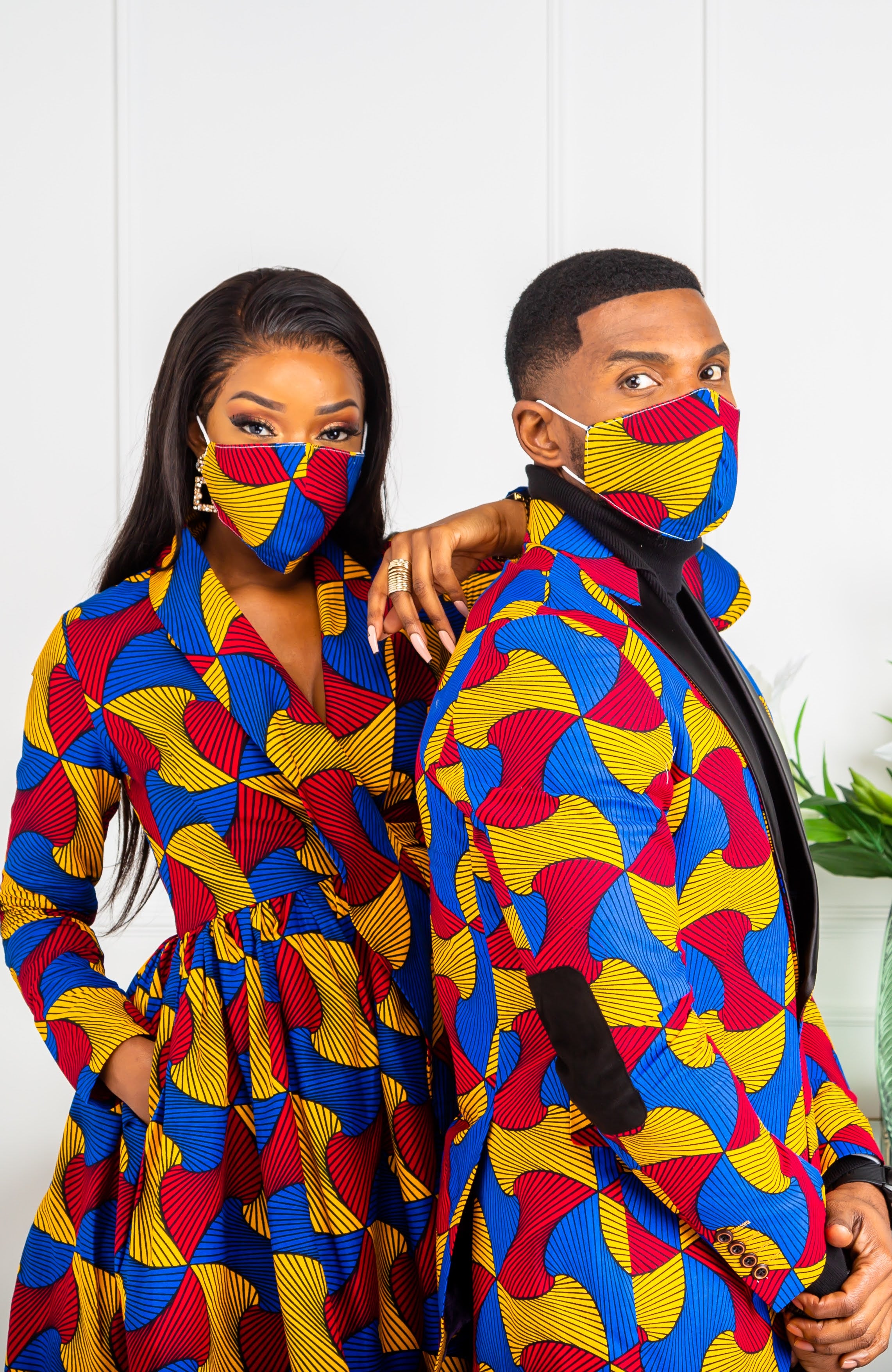 African Print Wrap Fit & Flare Midi Dress - LYDIA