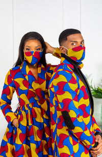 African Print Wrap Fit & Flare Midi Dress - LYDIA