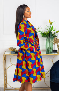 African Print Wrap Fit & Flare Midi Dress - LYDIA