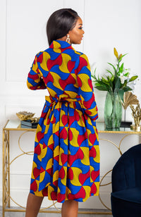 African Print Wrap Fit & Flare Midi Dress - LYDIA