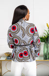 African Print Blouse - Dashiki Pussybow Peplum Top - DEBRA