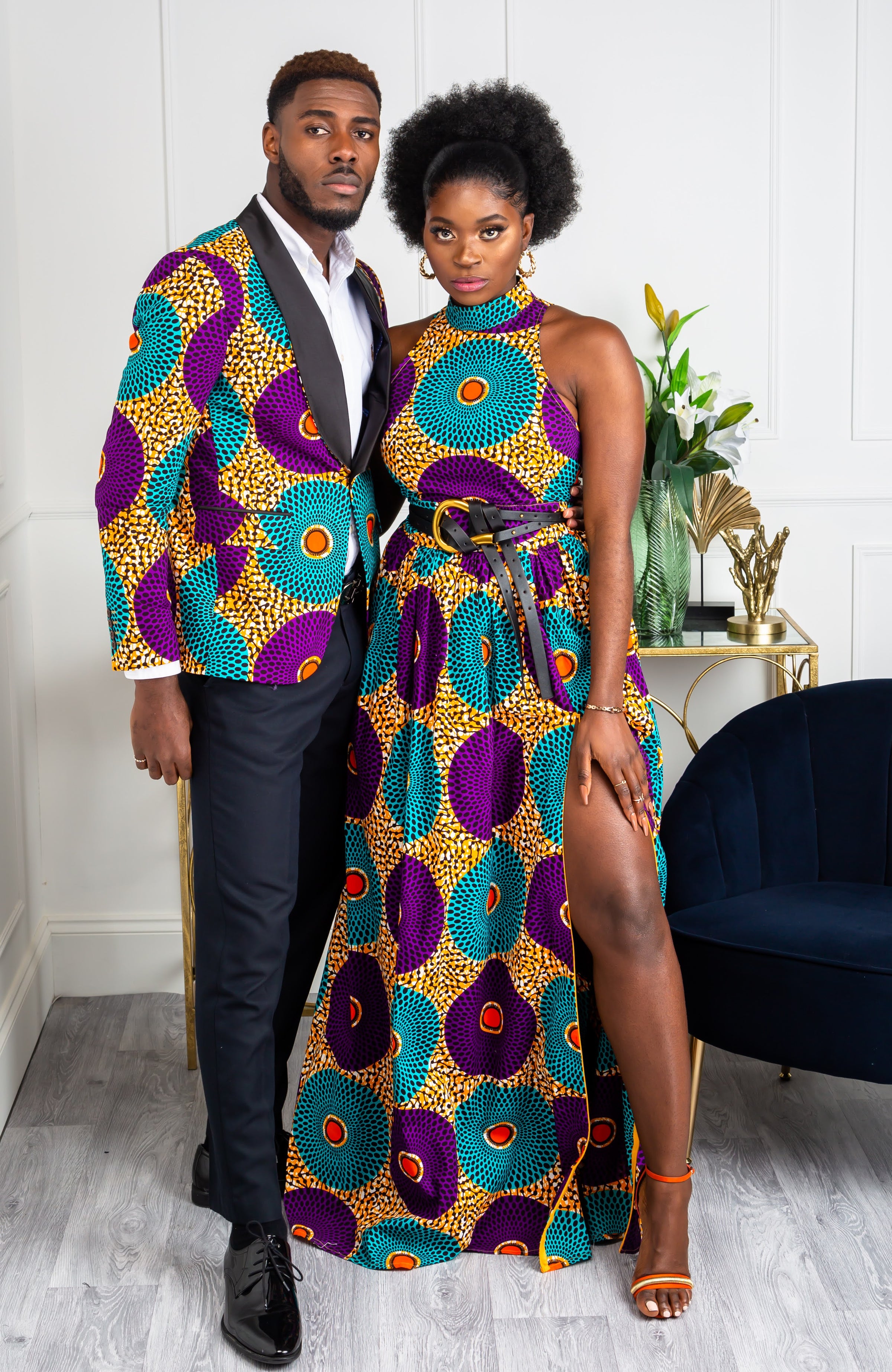 African Sleeveless Long Dress - Turtleneck Dashiki Maxi Dress - PETRA