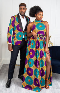 African Sleeveless Long Dress - Turtleneck Dashiki Maxi Dress - PETRA