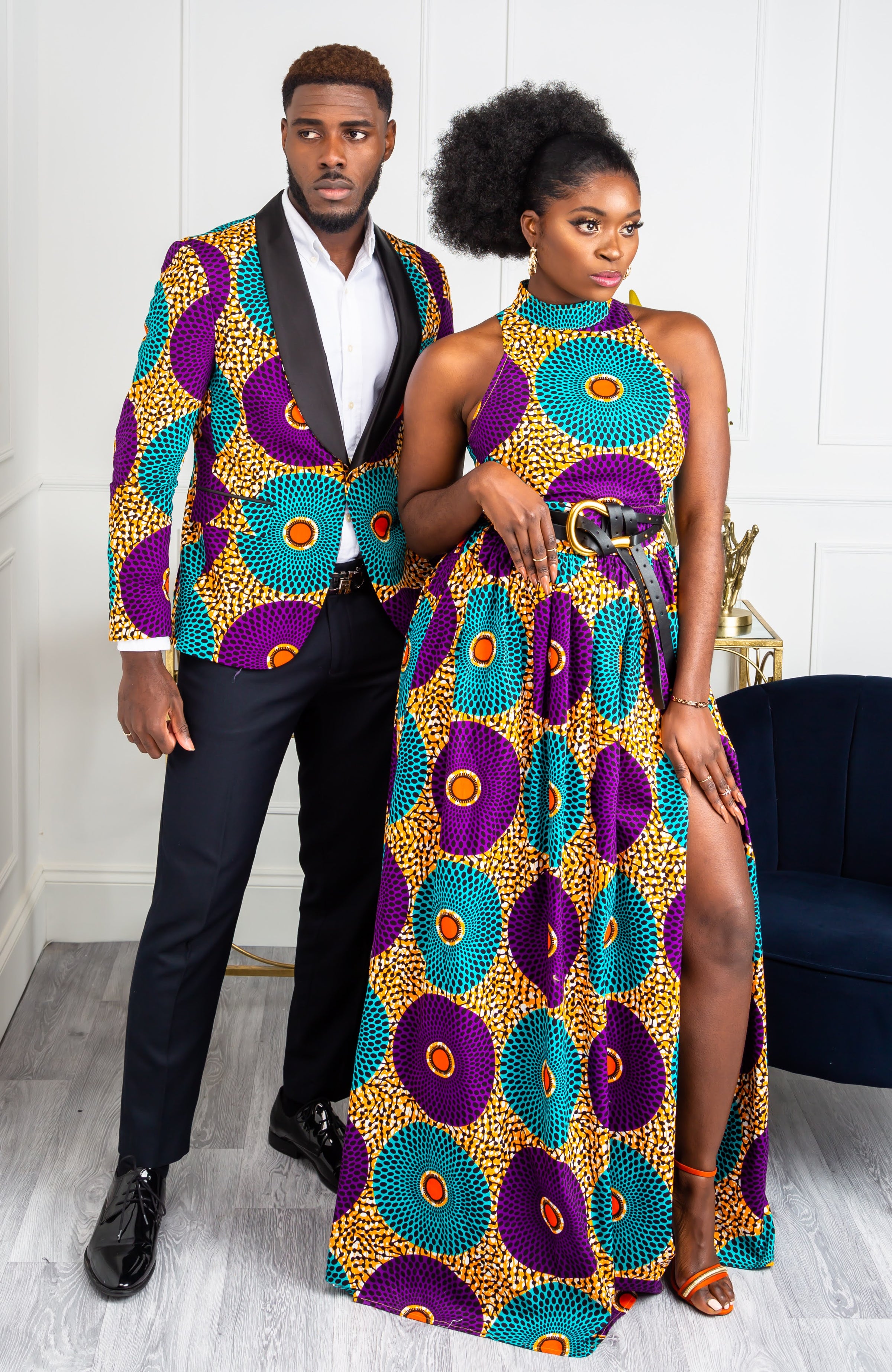 African Sleeveless Long Dress - Turtleneck Dashiki Maxi Dress - PETRA