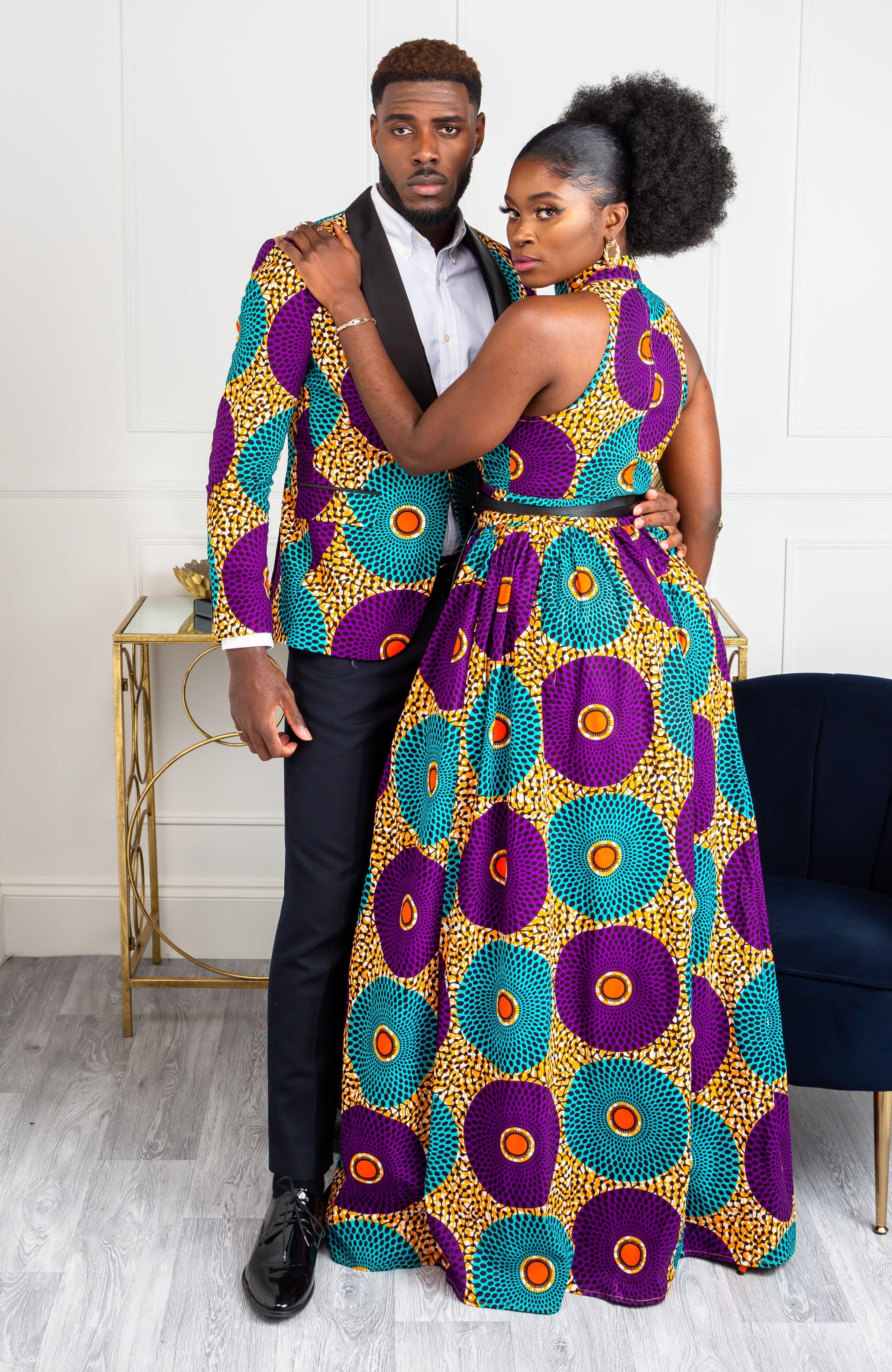 African Sleeveless Long Dress - Turtleneck Dashiki Maxi Dress - PETRA