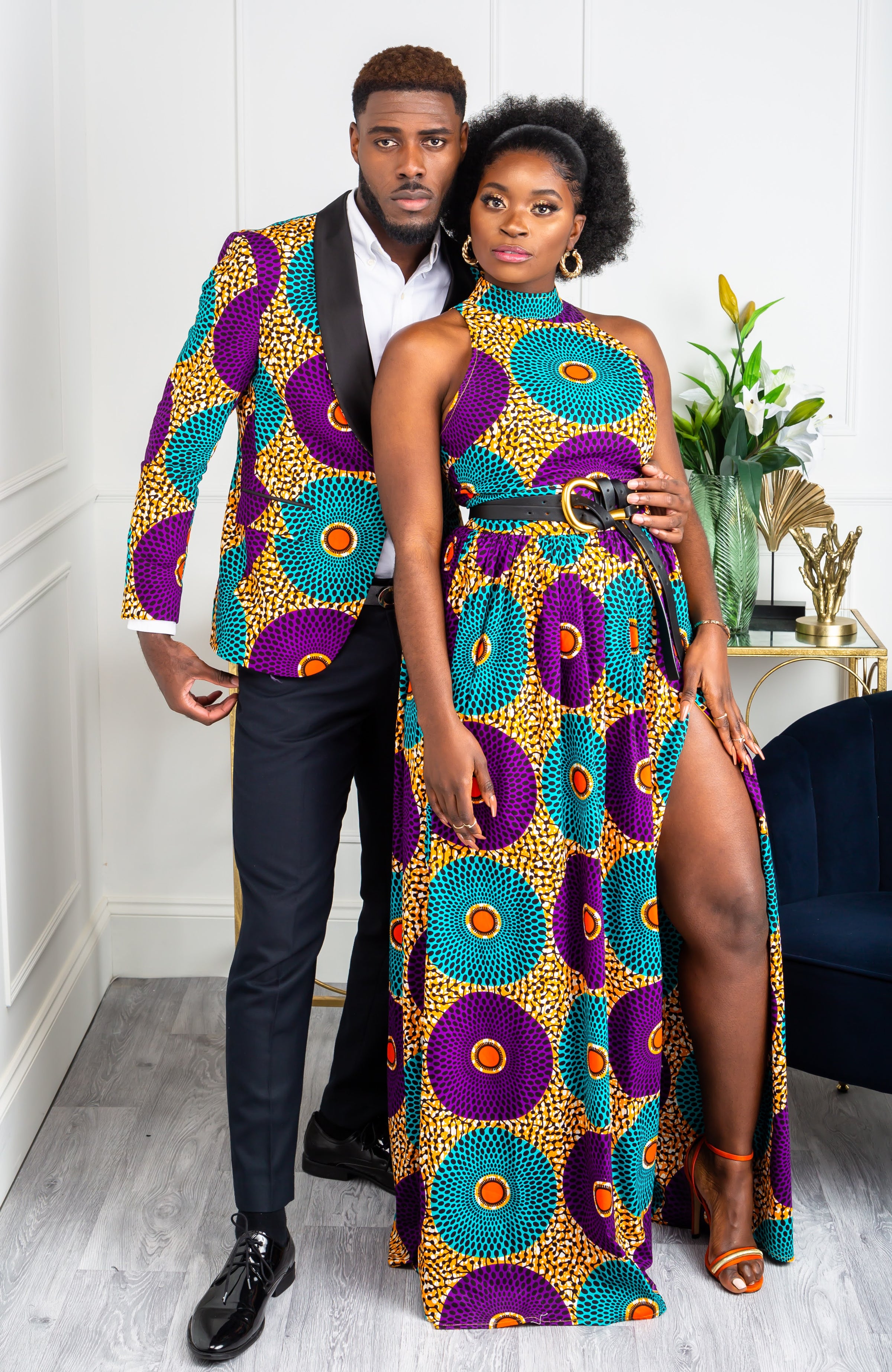African Sleeveless Long Dress - Turtleneck Dashiki Maxi Dress - PETRA