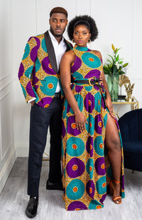 African Sleeveless Long Dress - Turtleneck Dashiki Maxi Dress - PETRA