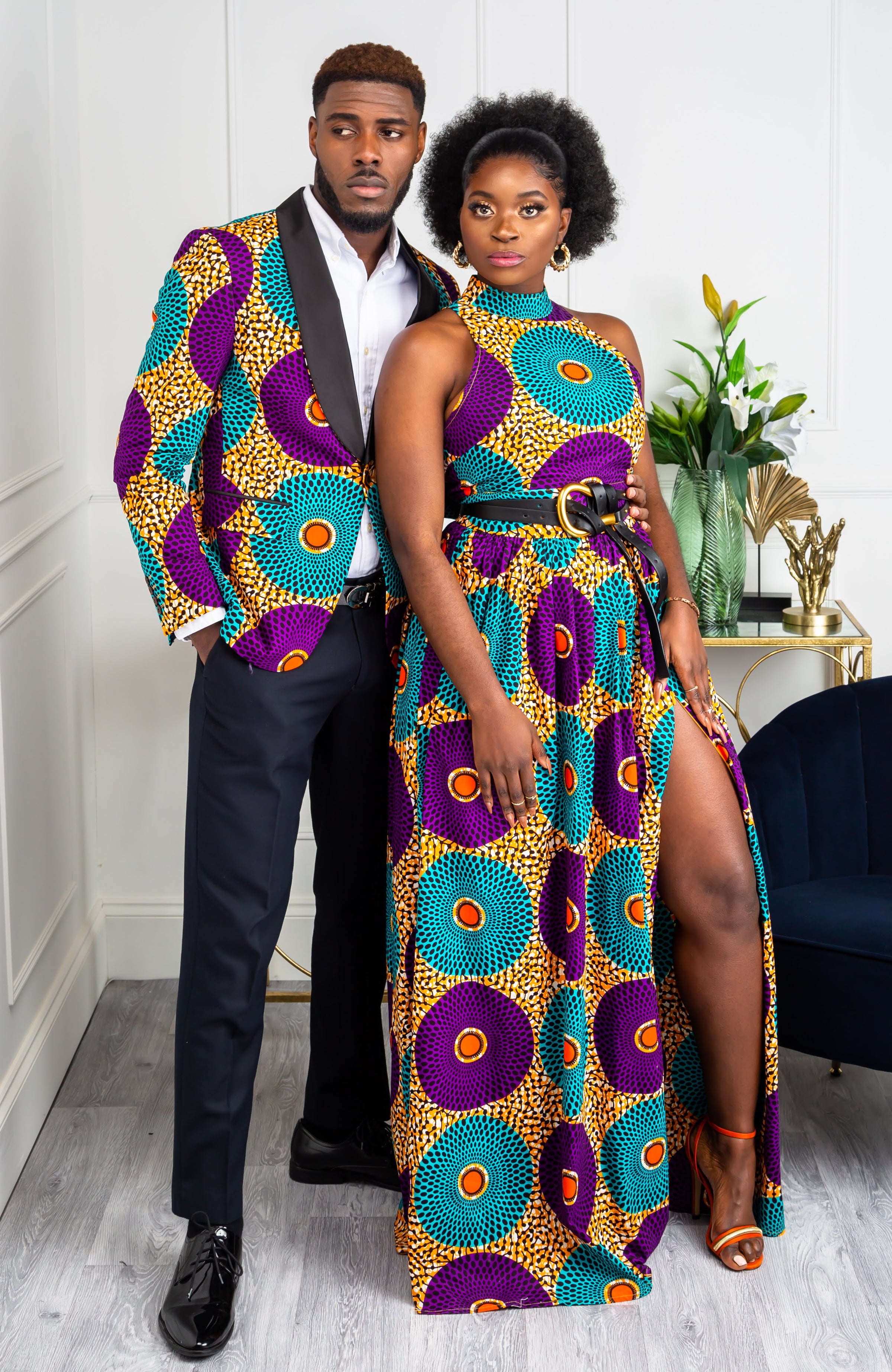 African Sleeveless Long Dress - Turtleneck Dashiki Maxi Dress - PETRA