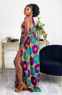 African Sleeveless Long Dress - Turtleneck Dashiki Maxi Dress - PETRA