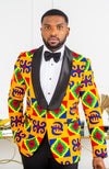 African Print Mens Ankara Suit Blazer - Dinner Jacket Tailored Fit African Fashion - NATHAN