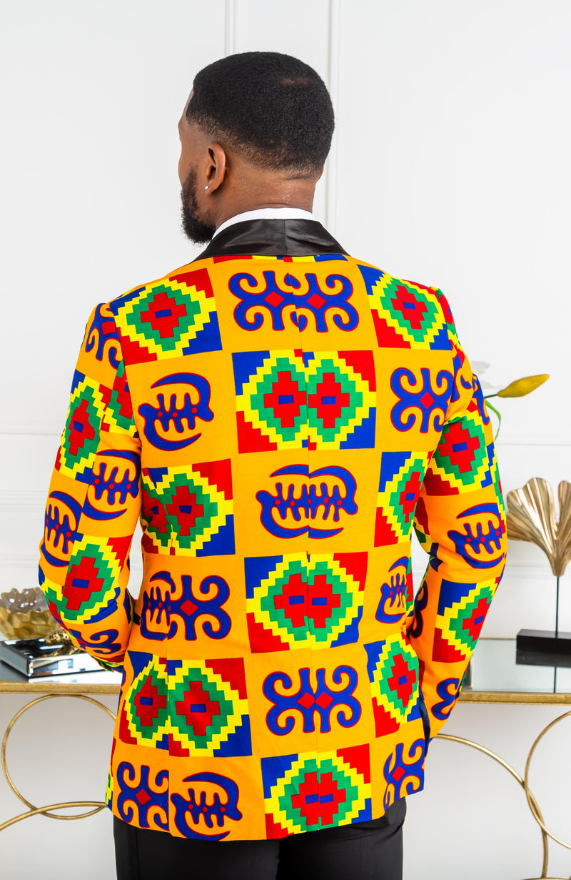 African Print Mens Ankara Suit Blazer - Dinner Jacket Tailored Fit African Fashion - NATHAN