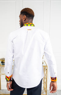 African Styles Clothing | African Mens Fashion - Skinny Fit Strip Button Down Shirt - NATHAN