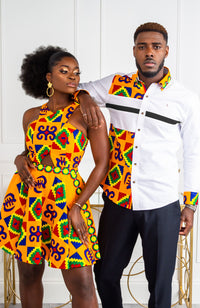 African Print Peplum Midi Dress - NATALIA