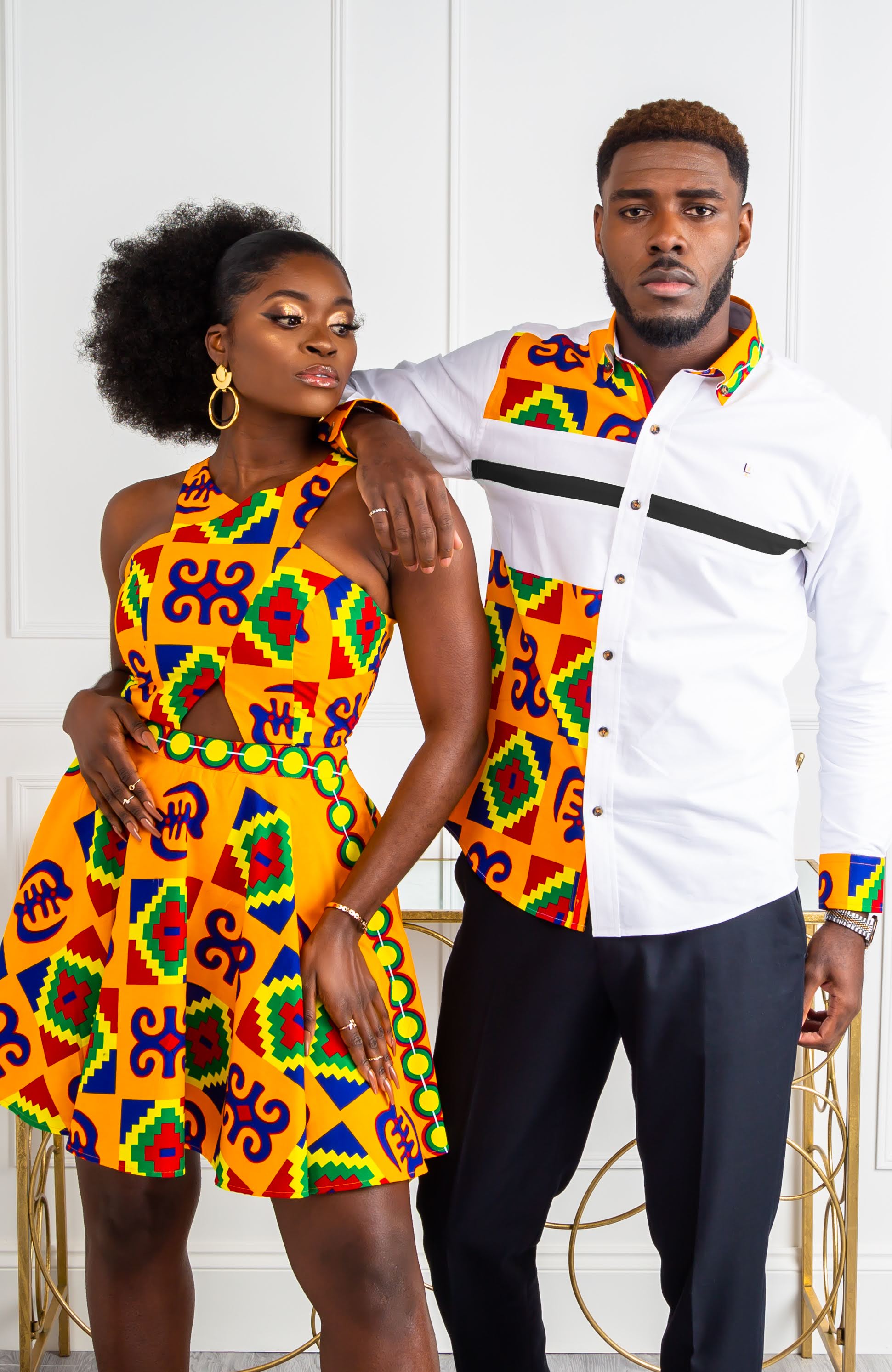 African Print Peplum Midi Dress - NATALIA