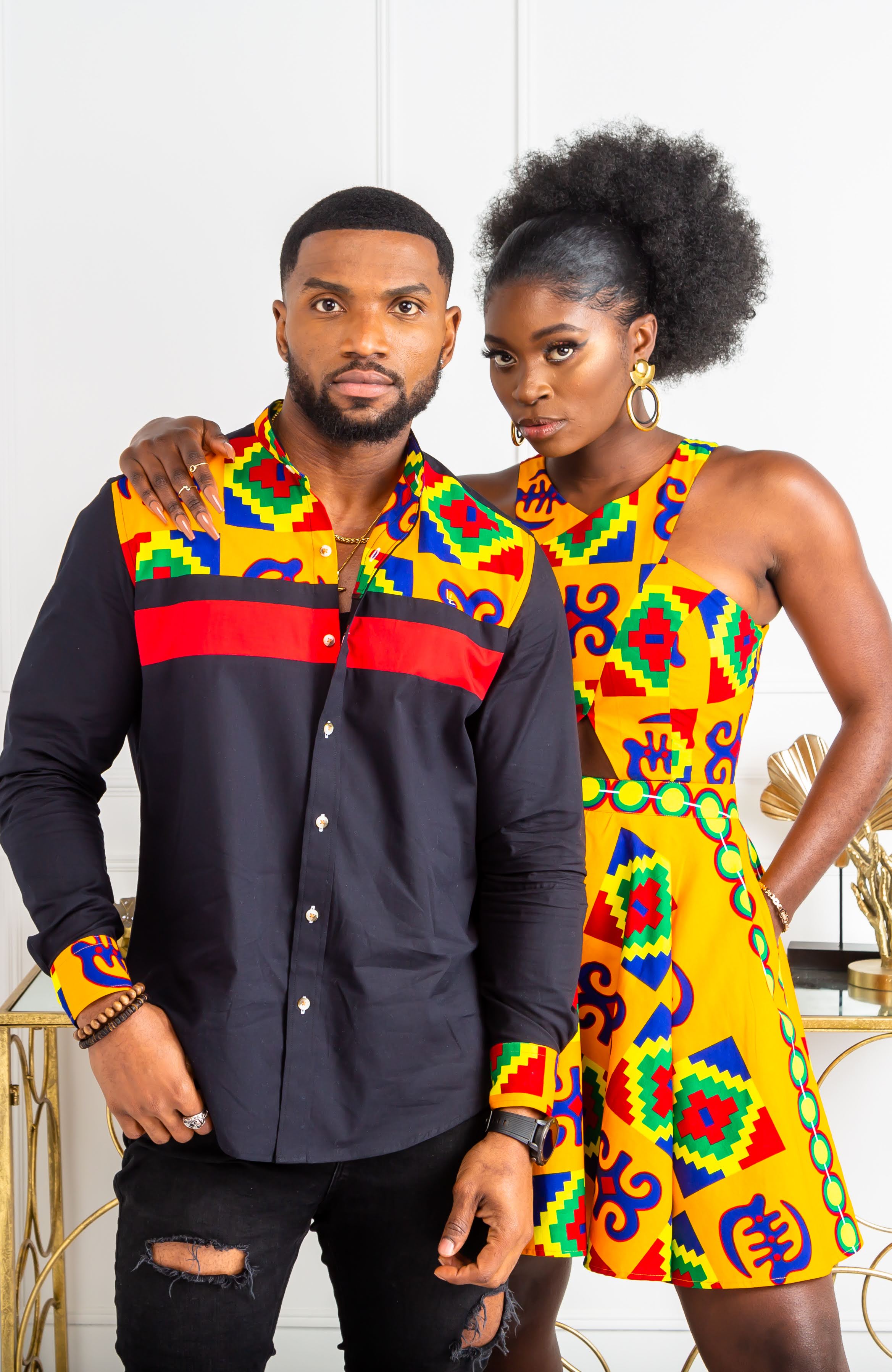 African Print Peplum Midi Dress - NATALIA