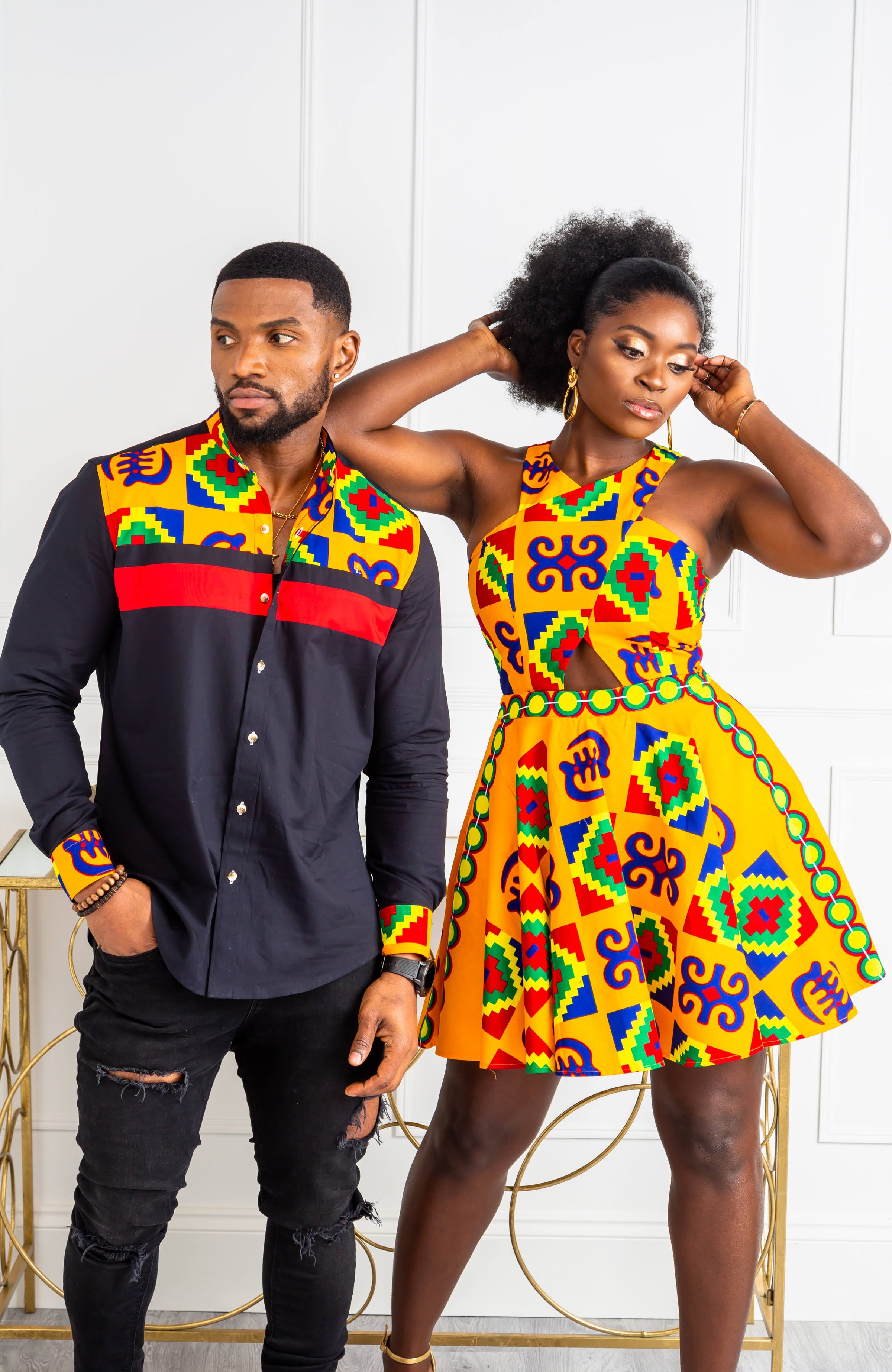 African Print Peplum Midi Dress - NATALIA