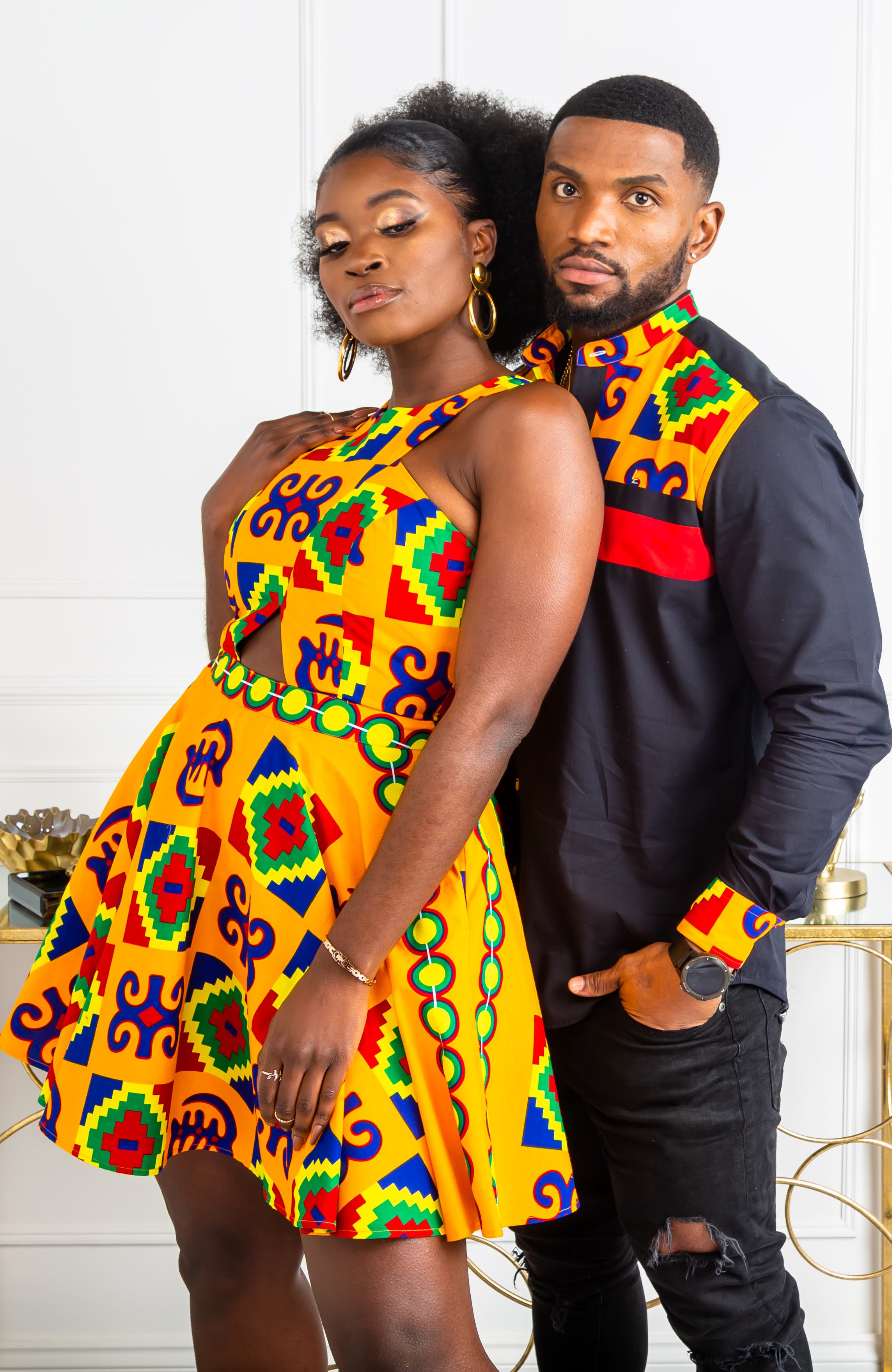 African Print Peplum Midi Dress - NATALIA