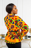 African Print Blouse - Ankara Pussybow Peplum Top - NATALIA