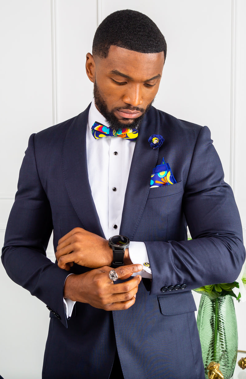 African Inspired Fashions Kente Bow Tie Set 4 Pieces - FRANCIS