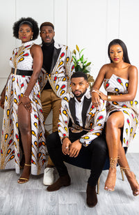 African Print Asymmetric Tube Fold Over Strapless Midi Dress - PAMELA