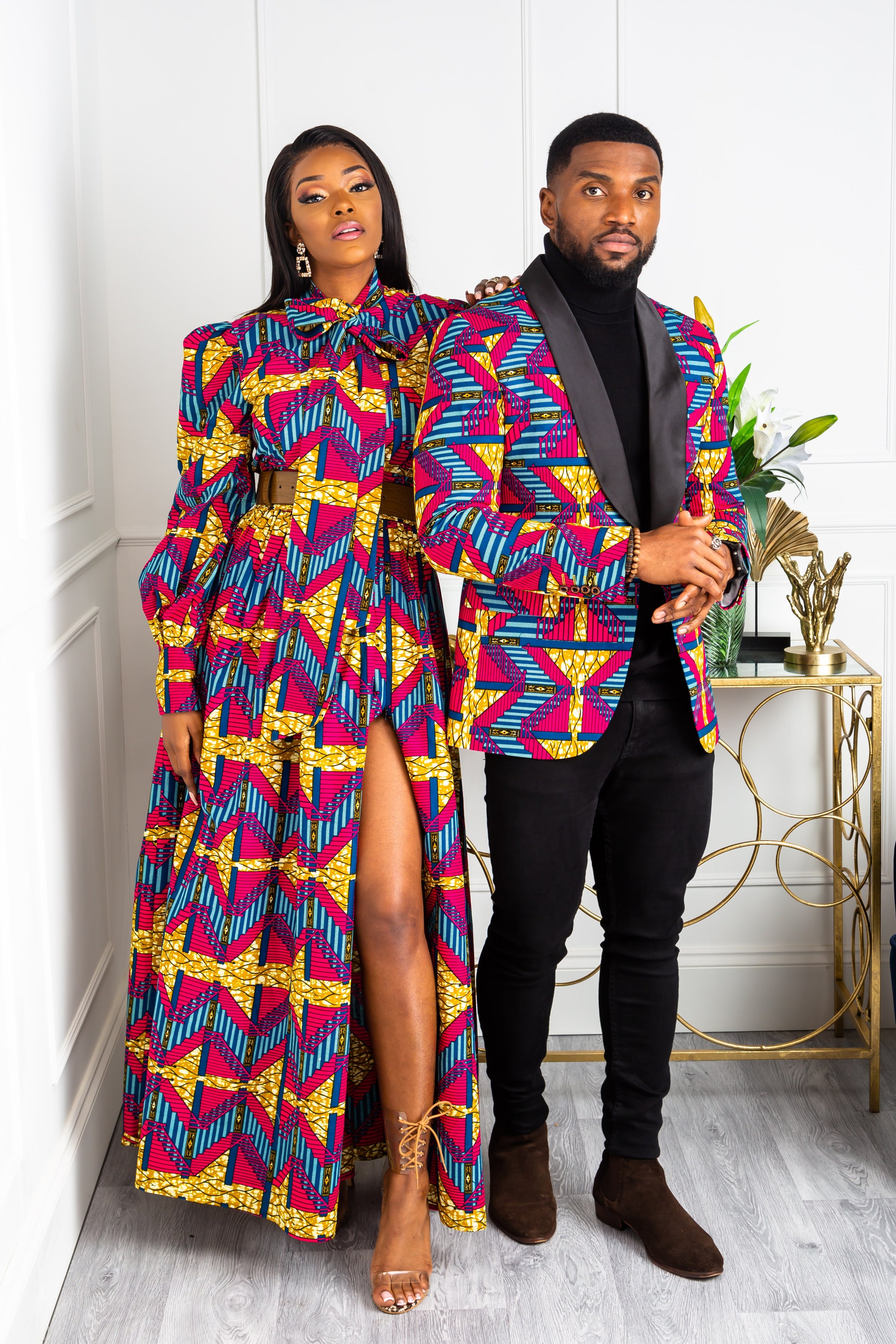 Ankara Long Dress - African Print Pussy-bow Maxi Dress - JAMILA