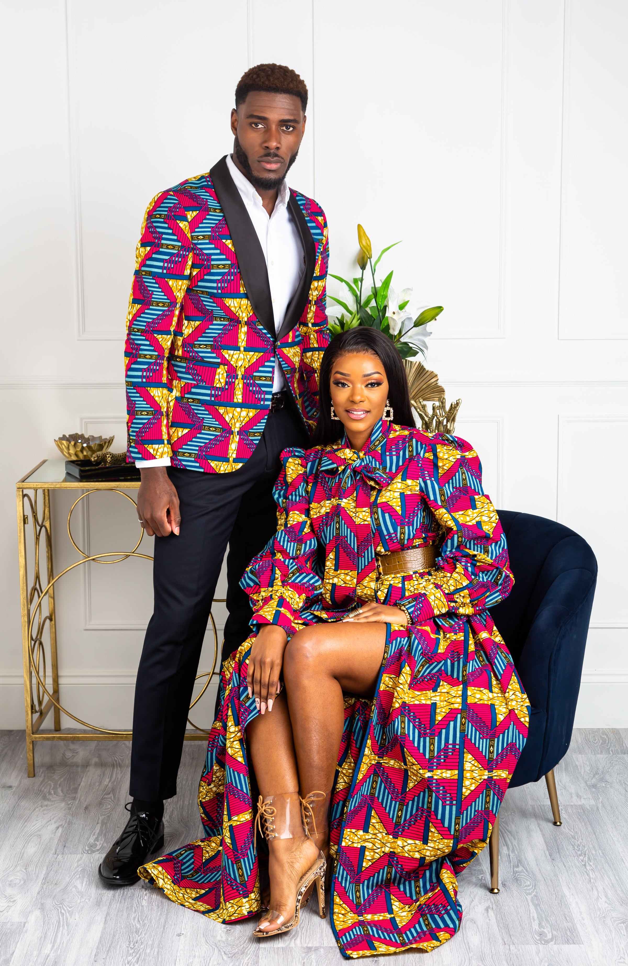 Ankara Long Dress - African Print Pussy-bow Maxi Dress - JAMILA