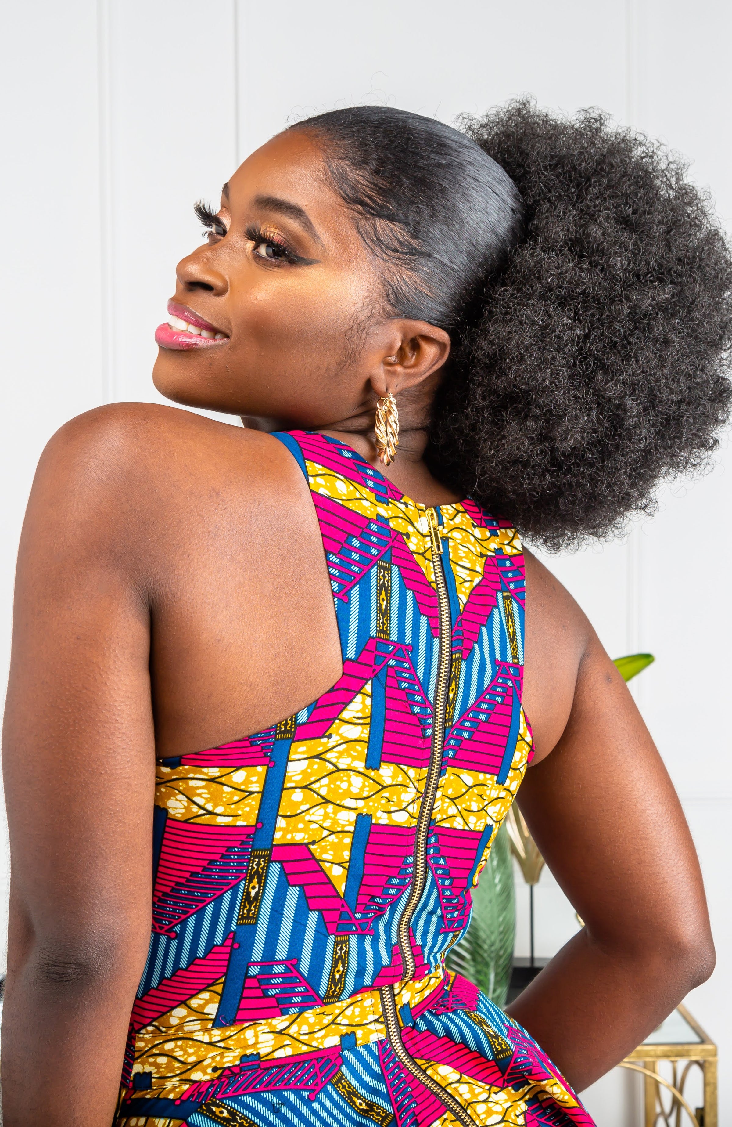 African Print Cross Front Mini Length Dress - JAMILA