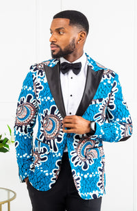 Men African Fashion - Tailored Fit Shawl Collar African Print Blazer for Men - GERALD