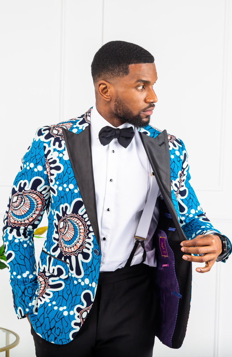 Men African Fashion - Tailored Fit Shawl Collar African Print Blazer for Men - GERALD