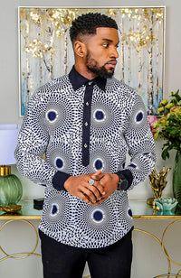 African Shirts for Men | Mens African Shirt - Mens Long-sleeve Polo - Alexander