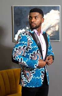 Men African Fashion - Tailored Fit Shawl Collar African Print Blazer for Men - GERALD