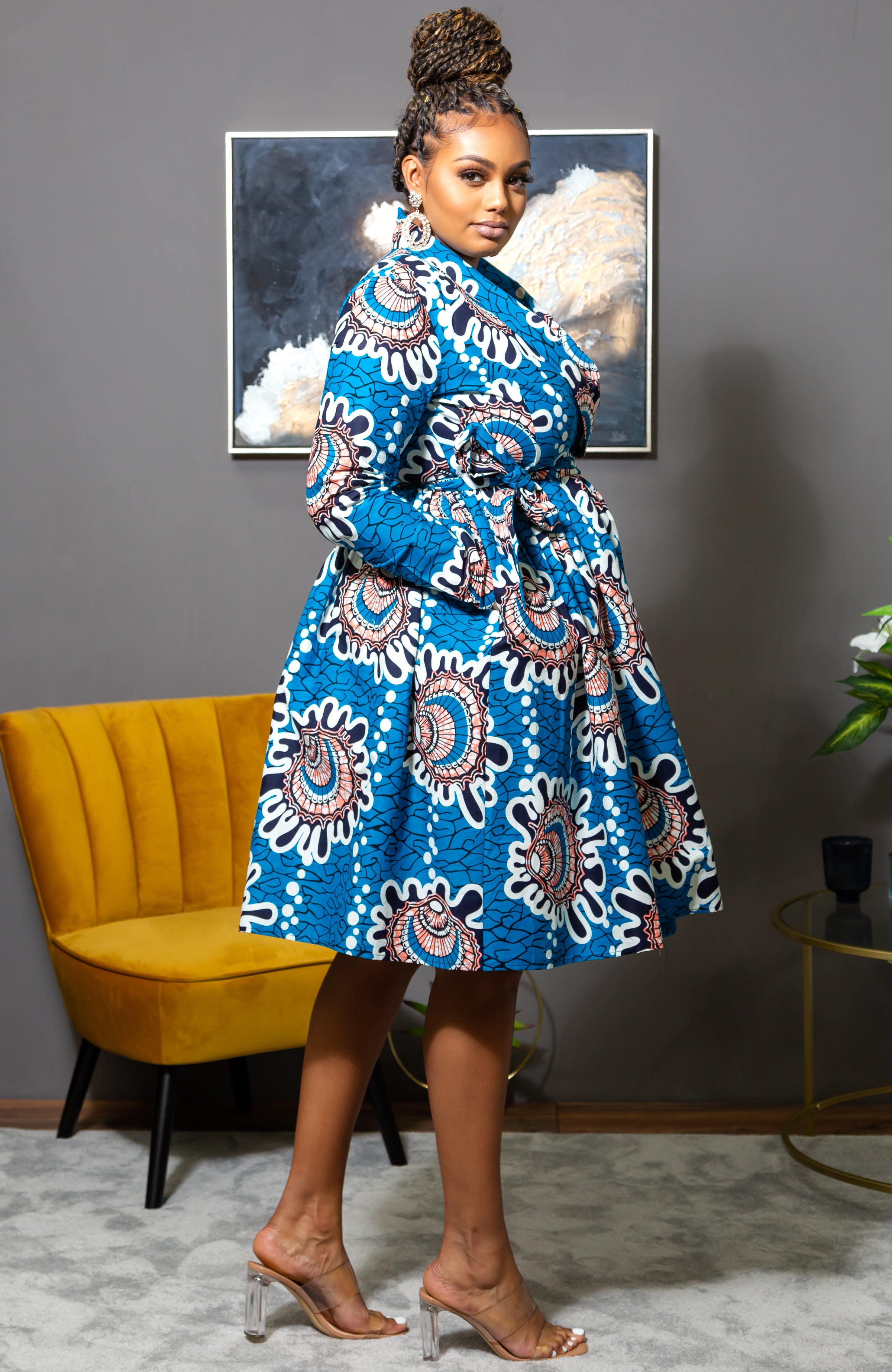L'AVIYE African Styles - Ankara Wrap Fit & Flare Midi Dress - GEMMA