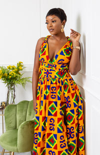 African Print Wax Infinity Multiway Maxi Dress - NATALIA