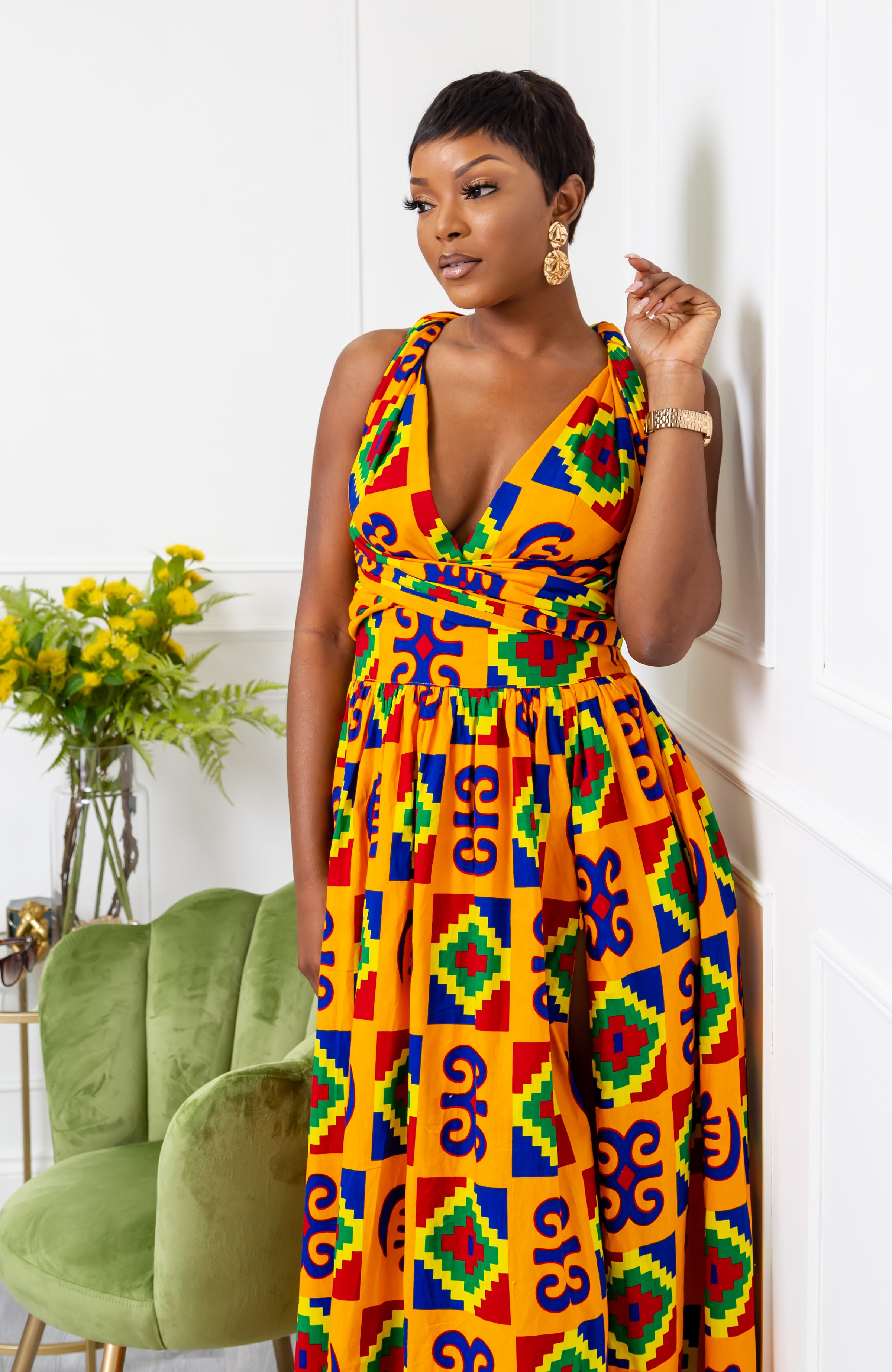 African Print Wax Infinity Multiway Maxi Dress - NATALIA