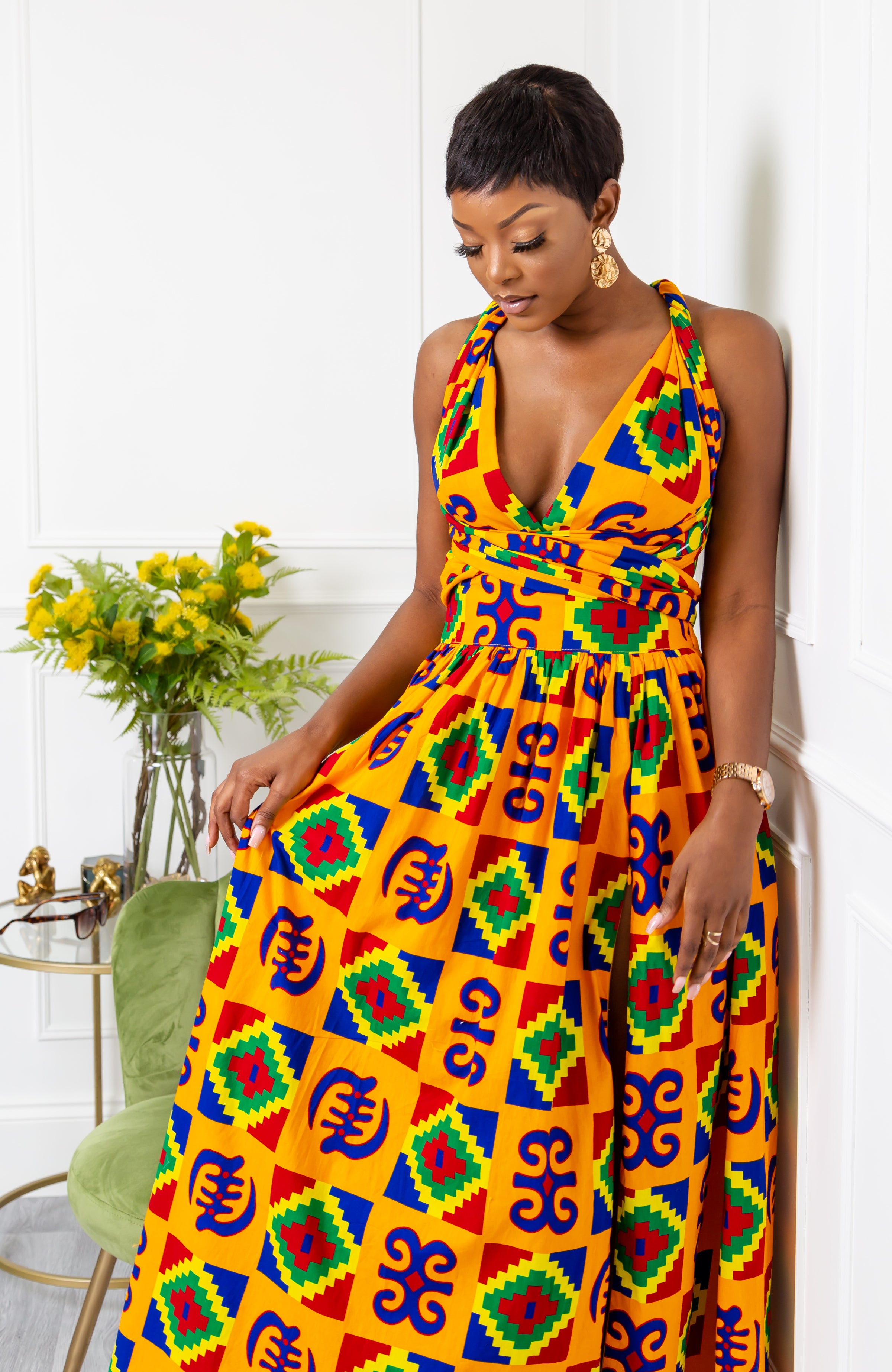 African Print Wax Infinity Multiway Maxi Dress - NATALIA