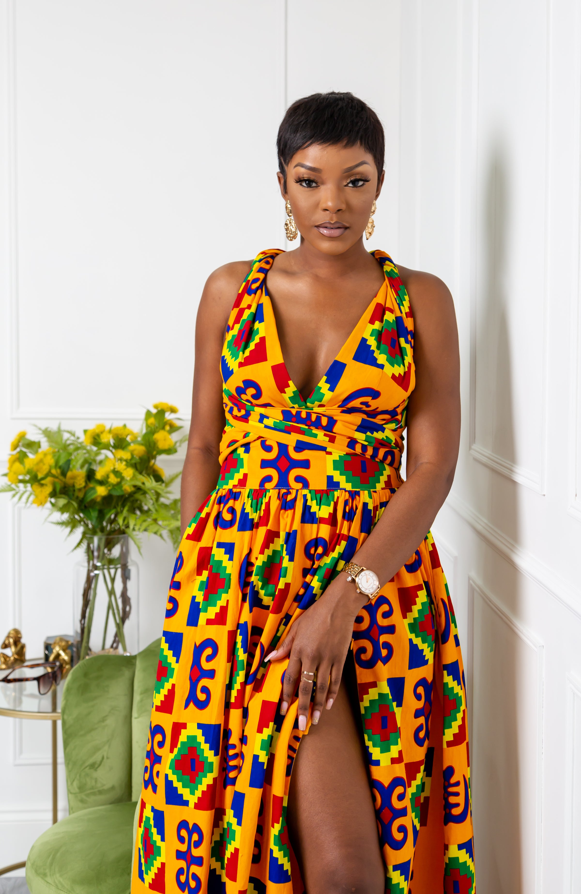 African Print Wax Infinity Multiway Maxi Dress - NATALIA