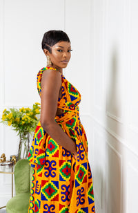 African Print Wax Infinity Multiway Maxi Dress - NATALIA