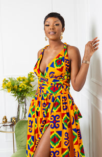 African Print Wax Infinity Multiway Maxi Dress - NATALIA