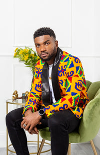 African Print Mens Ankara Suit Blazer - Dinner Jacket Tailored Fit African Fashion - NATHAN