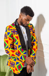 African Print Mens Ankara Suit Blazer - Dinner Jacket Tailored Fit African Fashion - NATHAN